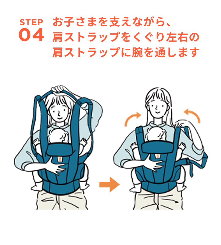 背中のバックルを留めます