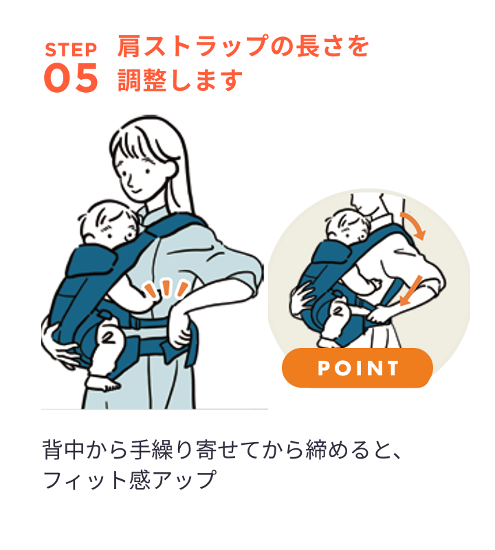 肩ストラップの長さを調整します